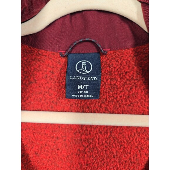 Lands End Sweater Fleece 1/4 Zip Pull Over Heathered Deep Red Men's Medium Tall - Picture 5 of 9